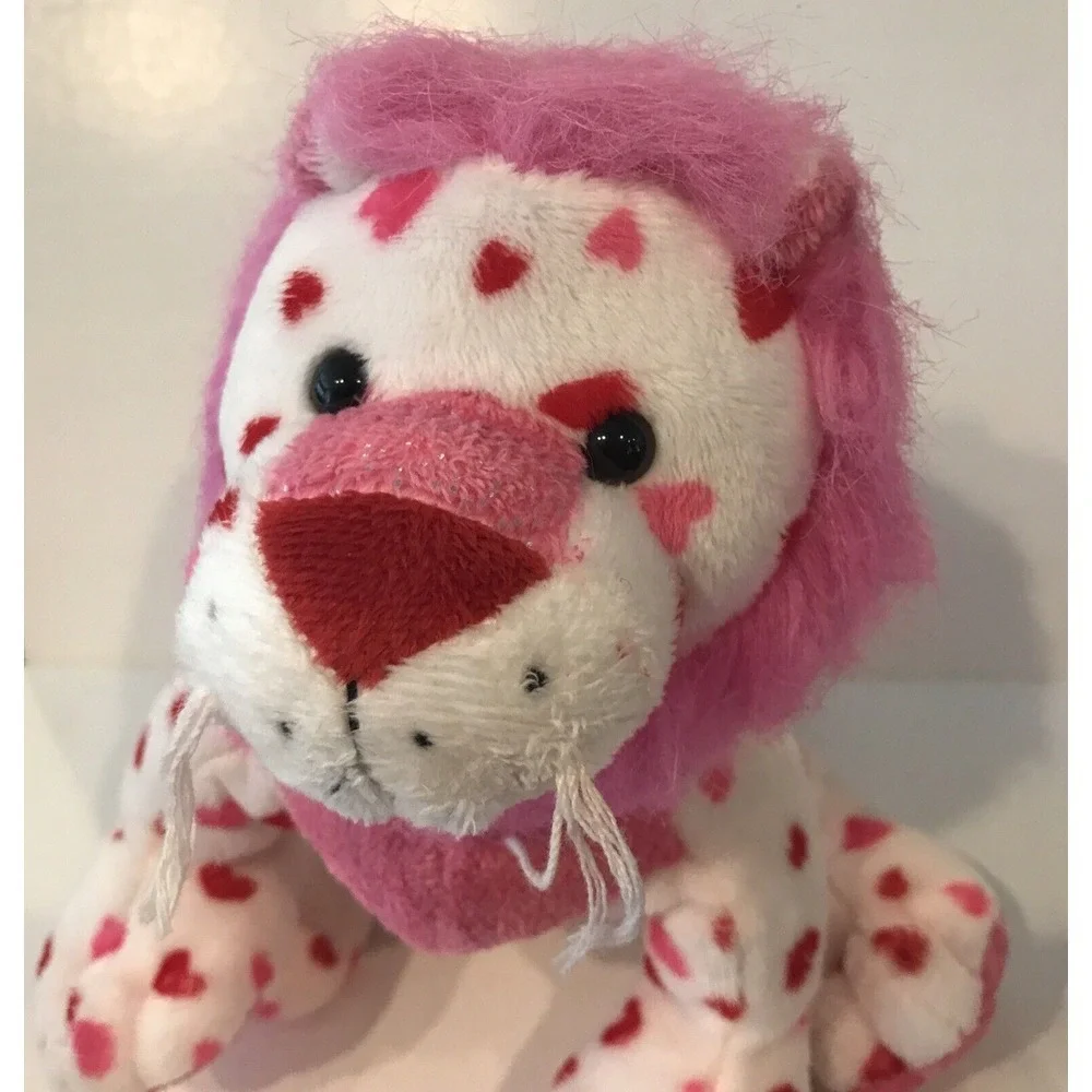 Webkinz LOVE LION Valentine's NO Code HM394‎ Ganz Pink Hearts RETIRED 12